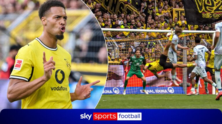 ‘Extraordinary!’ | Nmecha scores outrageous overhead kick for Dortmund