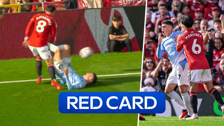 Foden SENT OFF after clash with Bruno Fernandes!