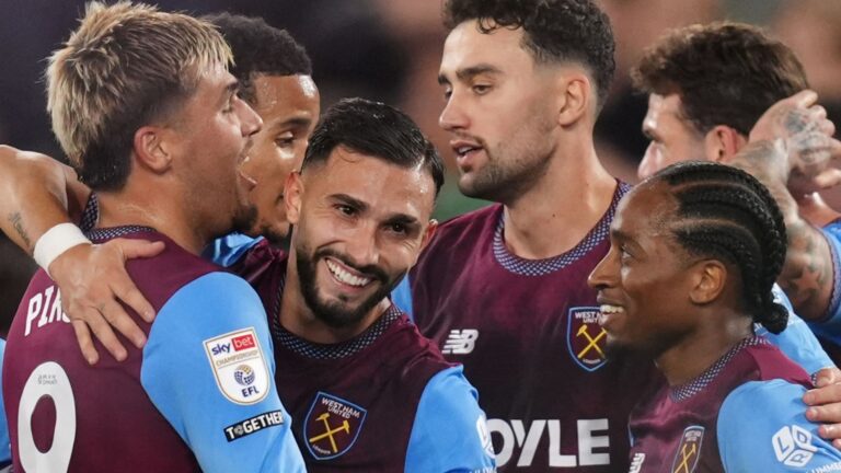 West Ham thrash Wrexham to go top of the Championship